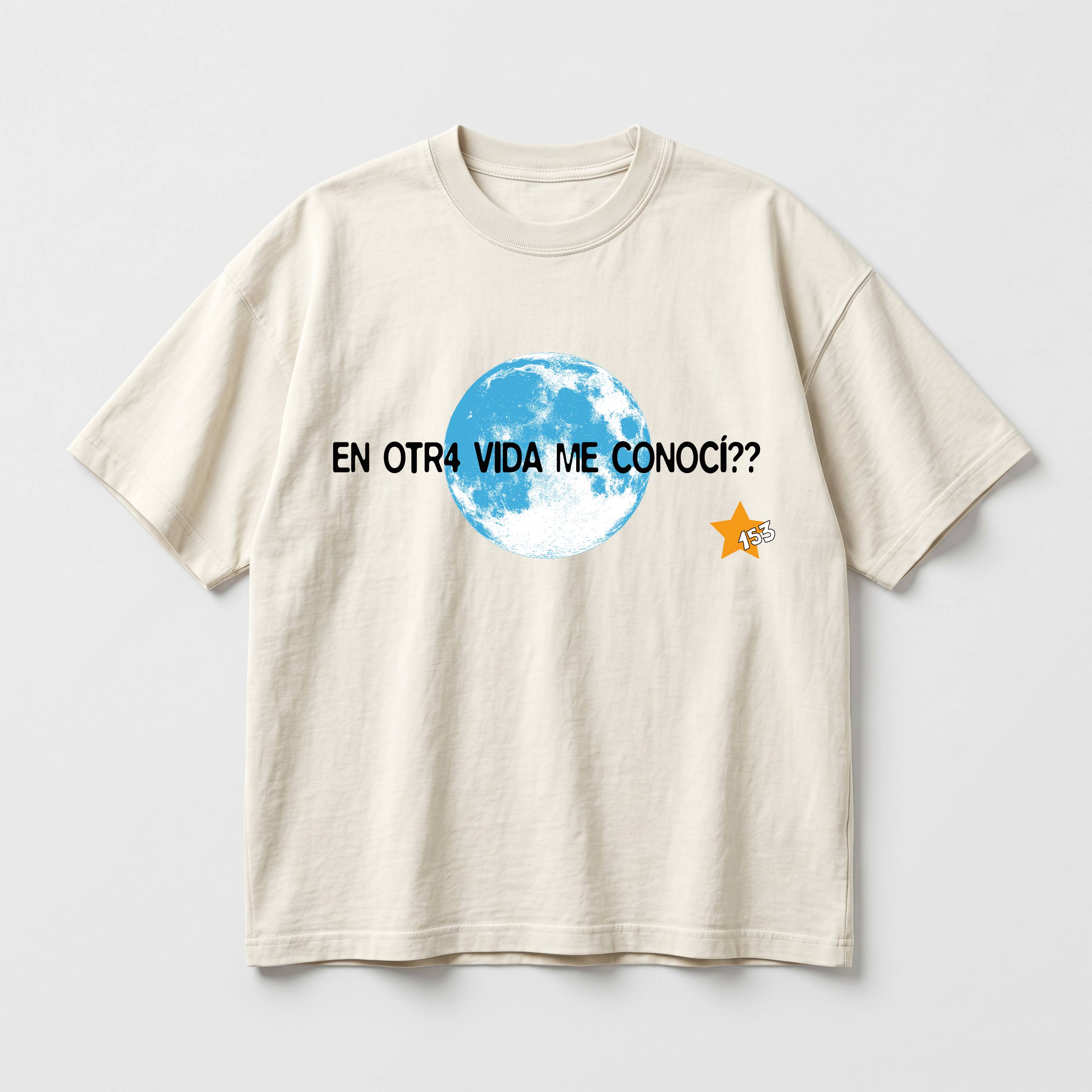 Remera J4MES diseño Luna "EOVMC??" Color Blanco